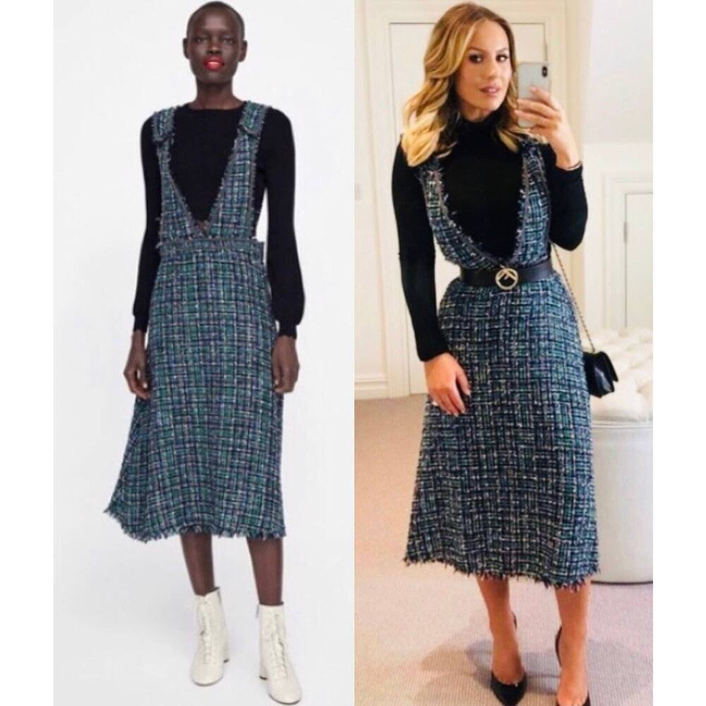 NWT ZARA Tweed Overall Dress Blogger’s Favorite Size M​​